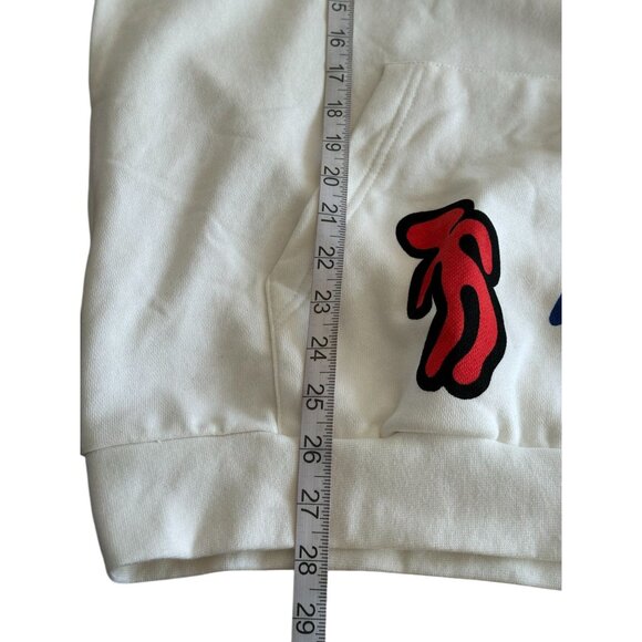 Zara Graphic Hoodie Sz Small White “Brief Romance” Flaming Heart Abstract Art - Picture 8 of 9